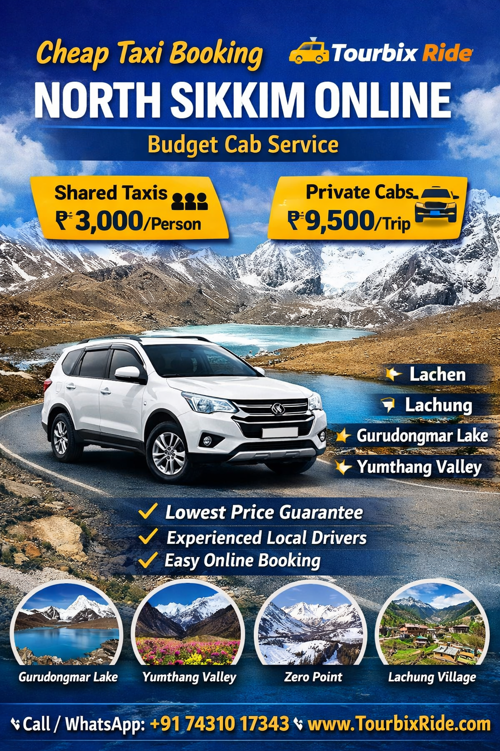 Cheap Taxi Booking North Sikkim Online – Budget Cab Service | Tourbix Ride